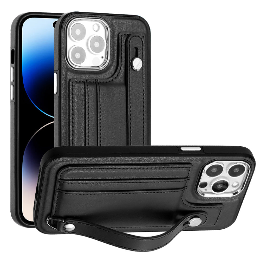 YB Leather Coating Series-5 Kickstand Case for iPhone 14 Pro Leather Coated TPU Phone Cover with Card Slots YB Leather Coating Series-5 Kickstand Case for iPhone 14 Pro Leather Coated TPU Phone Cover with Card Slots